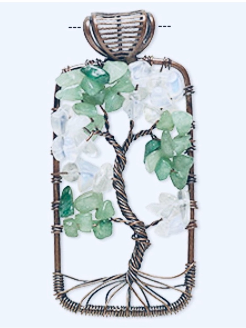 Tree of Life Pendant with Green Aventurine and Opal Glass